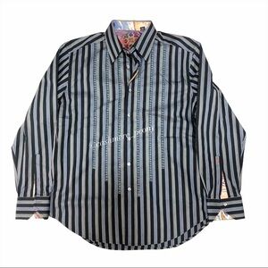 Robert Graham Men Blue Striped Button Down Shirt